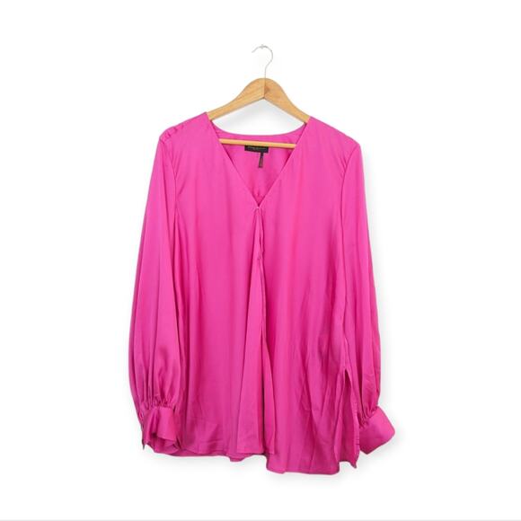 Donna Karen Pink Satin Long Sleeve Blouse - Picture 1 of 8
